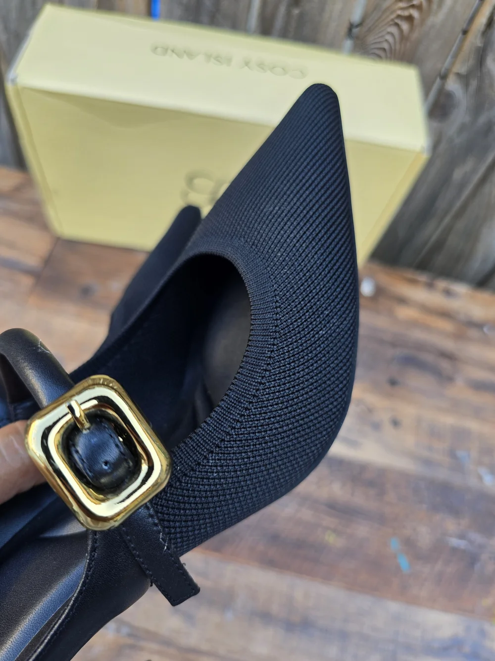 Cozy Island GraceLihte Black Mesh Pointed Toe Mule Heels Size 7.5 - Picture 13 of 13